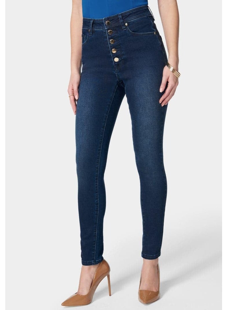 bebe SKINNY HIGH WAIST DENIM WITH MULTI FRONT BUTTONS - Image 4